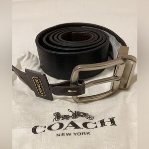 NWT Coach Men’s Black Leather Cut-To-Size Reversible Belt